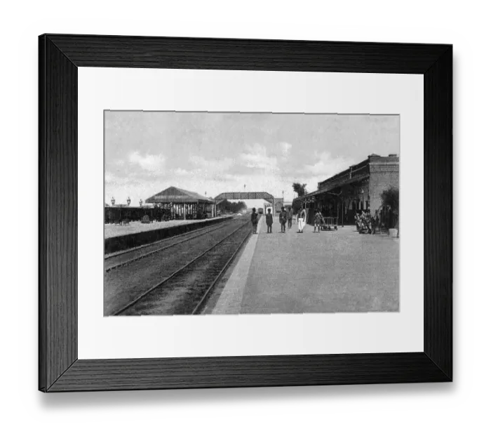 Framed Print : Old vintage photo of meerut railway station uttar pradesh India