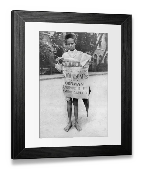 Framed Print : Old vintage photo of newsboy Mumbai Maharashtra India
