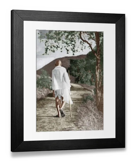 Framed Print : Mahatma gandhi during his morning walk, india, asia, 1929 Framed Print : Mahatma gandhi during his morning walk, india, asia, 1929