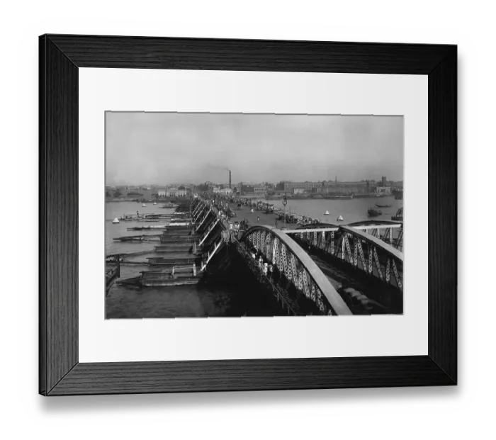 Framed Print : Vintage Photo of hooghly Bridge, Kolkata, West Bengal, Asia, India, 1910, Asia