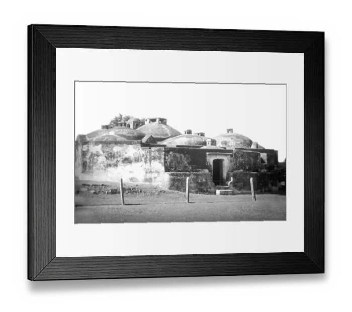 Framed Print : Old vintage lantern slide of ancient house with domes, bijapur, Karnataka, India, Asia