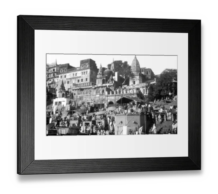 Framed Print : Old vintage lantern slide of Varanasi ghat, uttar pradesh, India, Asia Framed Print : Old vintage lantern slide of Varanasi ghat, uttar pradesh, India, Asia