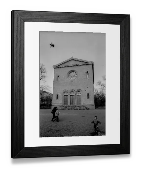 Framed Print : Germany, Berlin, 14 February 1992, Nazareth Church on Leopoldplatz in Wedding, Schinkel Building, Europe