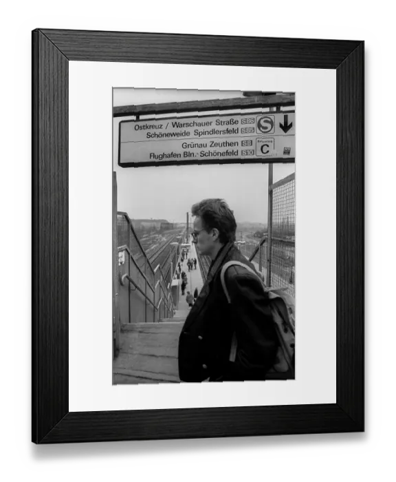 Framed Print : Germany, Berlin, 19 / 02 / 1992, Bornholmer Strasse S-Bahn station, stairs to the platform, Europe