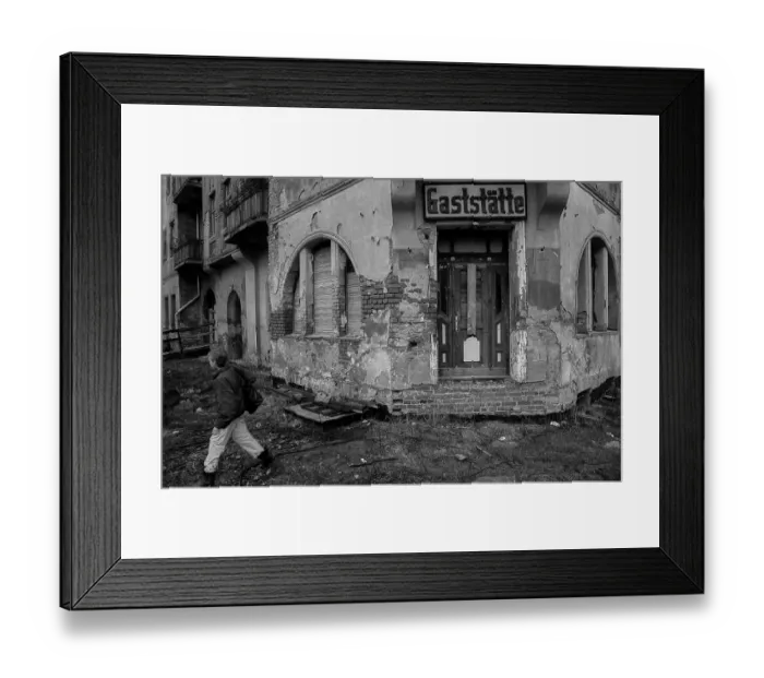 Framed Print : Germany, Berlin, 12.02.1992, closed restaurant in Koepenick, child, Europe Framed Print : Germany, Berlin, 12.02.1992, closed restaurant in Koepenick, child, Europe