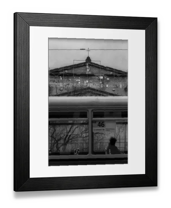 Framed Print : Germany, Berlin, 19.02.1992, ruin of the Elisabeth church, at the Invalidenstrasse, (Schinkel - building), tram 46, Europe