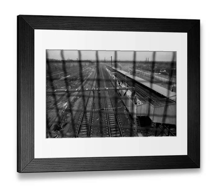 Framed Print : Germany, Berlin, 19 / 02 / 1992, Bornholmer Strasse S-Bahn station, platform, Europe