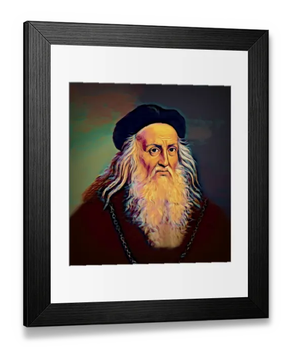 Framed Print : Leonardo da Vinci, 1452 - 1519, Italian painter, sculptor, architect and engineer, digitally edited
