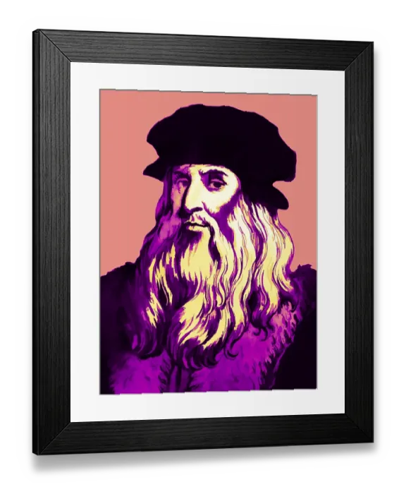Framed Print : Leonardo da Vinci, 1452 - 1519, Italian painter, sculptor, architect and engineer, digitally edited after Wincelslaus Hollar