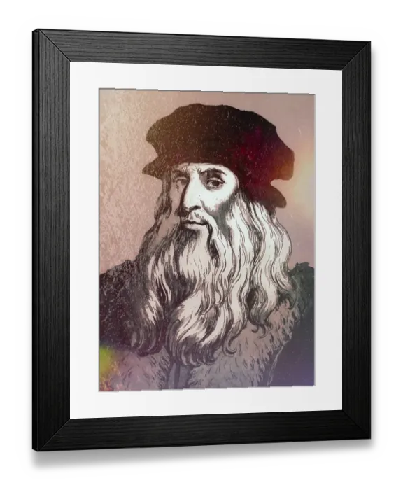 Framed Print : Leonardo da Vinci, 1452 - 1519, Italian painter, sculptor, architect and engineer, digitally edited after Wincelslaus Hollar