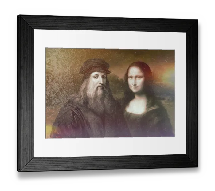 Framed Print : Leonardo da Vinci, 1452 - 1519, Italian painter, sculptor, architect and engineer, the painting la Gioconda, Mona Lisa, digitally edited