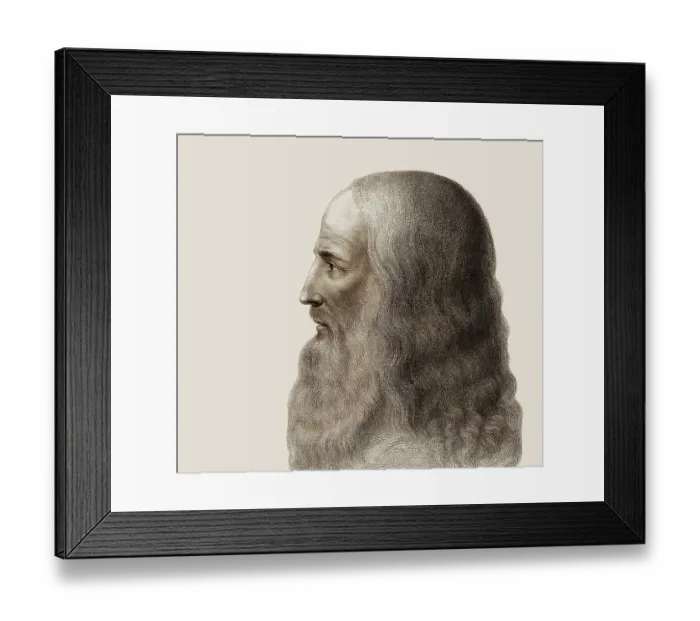 Framed Print : Leonardo da Vinci, 1452 - 1519, Italian painter, sculptor, architect and engineer, digitally edited