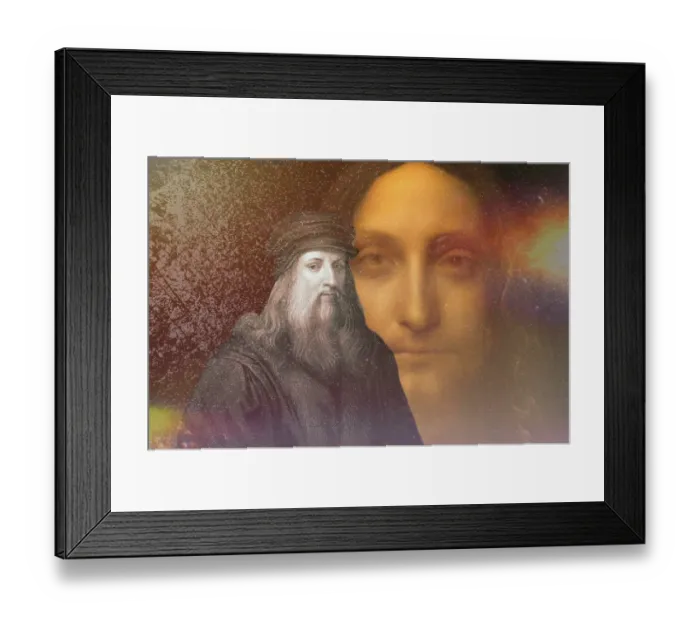 Framed Print : Leonardo da Vinci, 1452 - 1519, Italian painter, sculptor, architect and engineer, the painting Salvator Mundi, Savior of the World, digitally edited