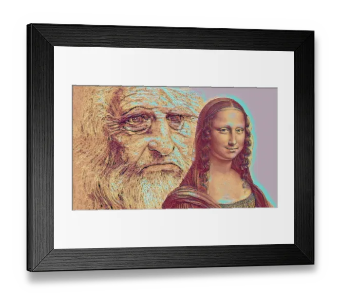 Framed Print : Leonardo da Vinci, 1452 - 1519, Italian painter, sculptor, architect and engineer, the painting la Gioconda, Mona Lisa, digitally edited