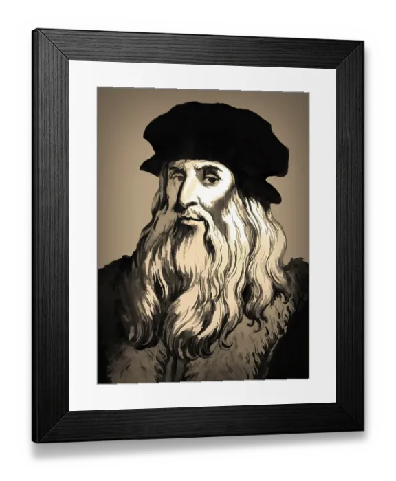 Framed Print : Leonardo da Vinci, 1452 - 1519, Italian painter, sculptor, architect and engineer, digitally edited after Wincelslaus Hollar