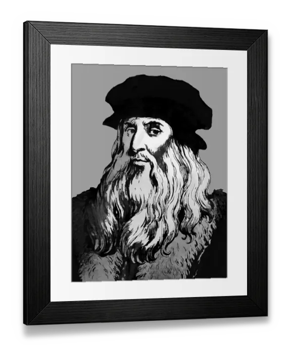 Framed Print : Leonardo da Vinci, 1452 - 1519, Italian painter, sculptor, architect and engineer, digitally edited after Wincelslaus Hollar