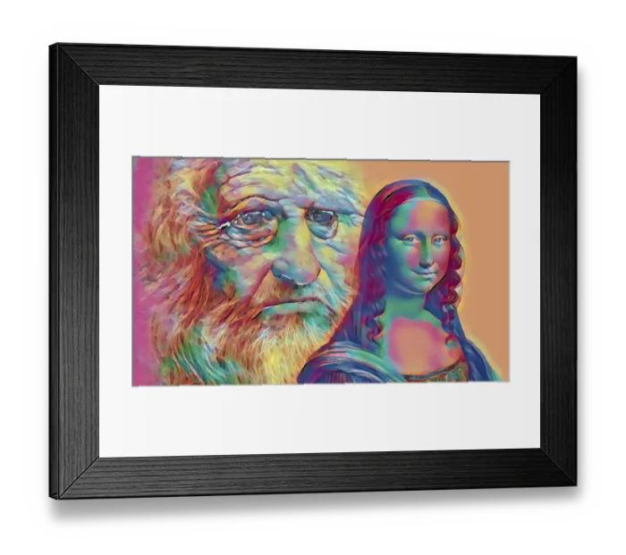 Framed Print : Leonardo da Vinci, 1452 - 1519, Italian painter, sculptor, architect and engineer, the painting la Gioconda, Mona Lisa, digitally edited