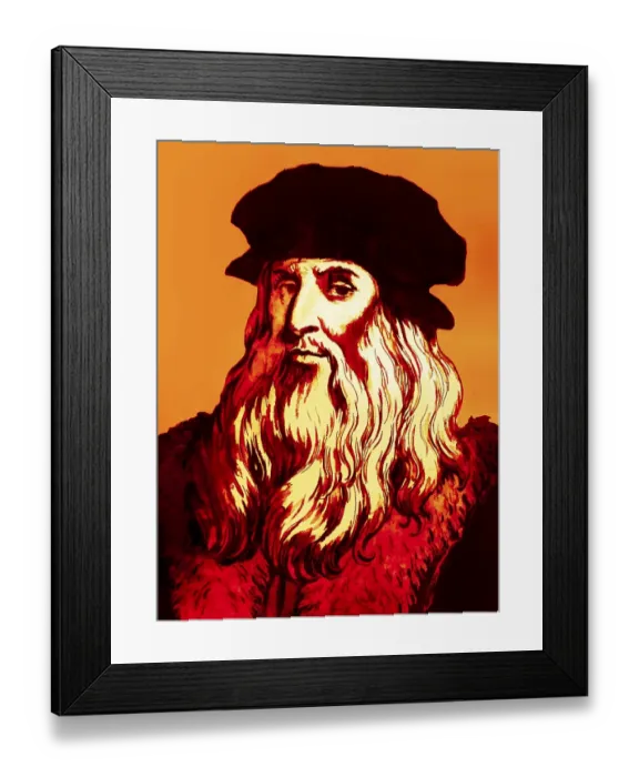 Framed Print : Leonardo da Vinci, 1452 - 1519, Italian painter, sculptor, architect and engineer, digitally edited after Wincelslaus Hollar