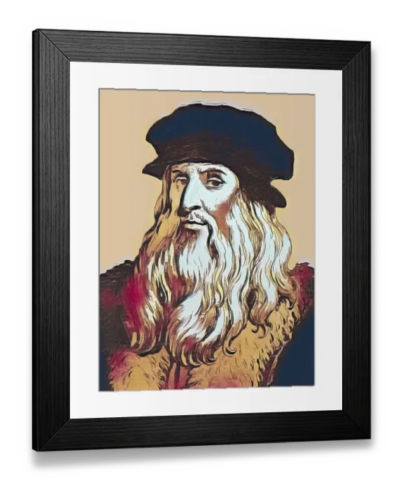 Framed Print : Leonardo da Vinci, 1452 - 1519, Italian painter, sculptor, architect and engineer, digitally edited after Wincelslaus Hollar