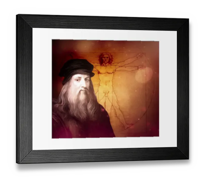 Framed Print : Leonardo da Vinci, 1452 - 1519, Italian painter, sculptor, architect and engineer, the painting The Vitruvian Man, digitally edited Framed Print : Leonardo da Vinci, 1452 - 1519, Italian painter, sculptor, architect and engineer, the painting The Vitruvian Man, digitally edited