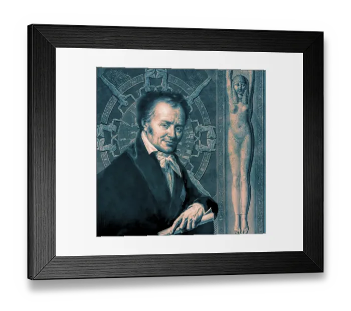 Framed Print : Dominique Vivant, Baron Denon, 1747 - 1825, French artist, writer, diplomat, author, and archaeologist, Dendera zodiac, Ancient Dendera Temple complex, Dendera, Egypt, digitally edited, Africa