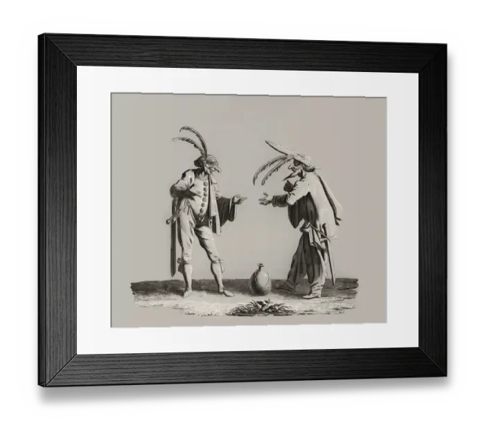 Framed Print : Figures from Prinzessin Brambilla, a novel by E. T. A. Hoffmann, 1776 - 1822, German Romantic author of fantasy and horror, digitally edited after Jacques Callot