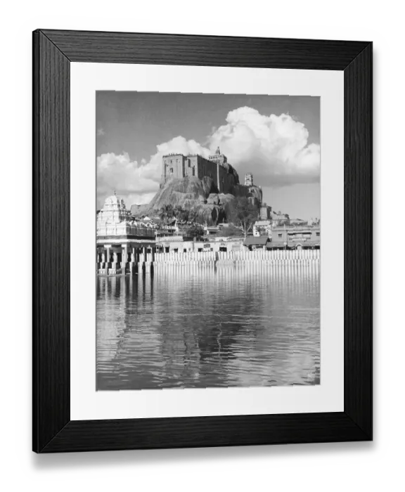 Framed Print : Reflection of Rock fort and temple in water pond at Tiruchinapally, Tamilnadu, India 1940's Framed Print : Reflection of Rock fort and temple in water pond at Tiruchinapally, Tamilnadu, India 1940's