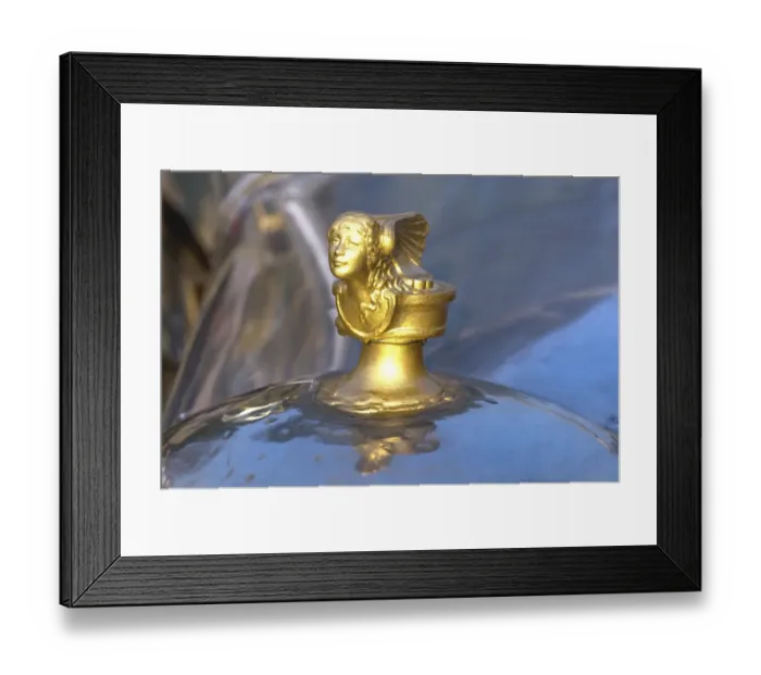 Framed Print : Vintage car logo and bonnet hood of 1909 daemler car, India, As ia Framed Print : Vintage car logo and bonnet hood of 1909 daemler car, India, As ia