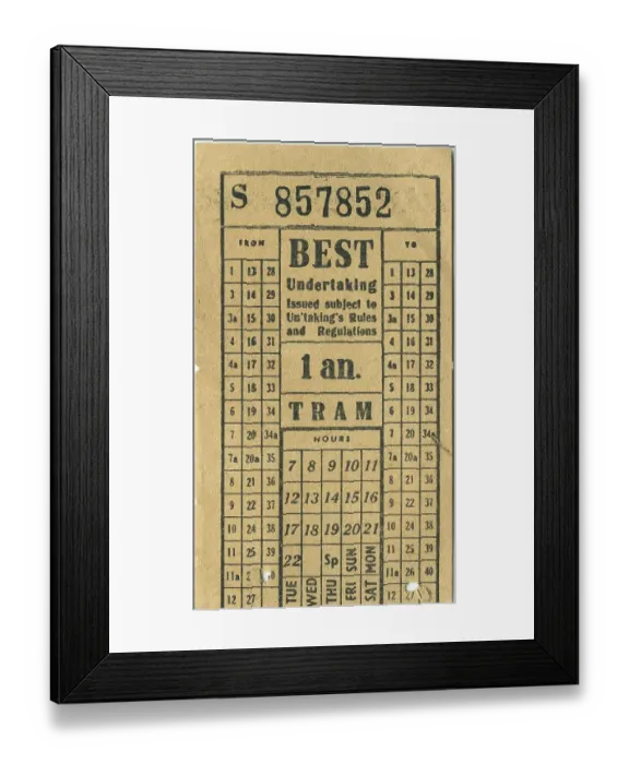 Framed Print : Best tram ticket c1950s