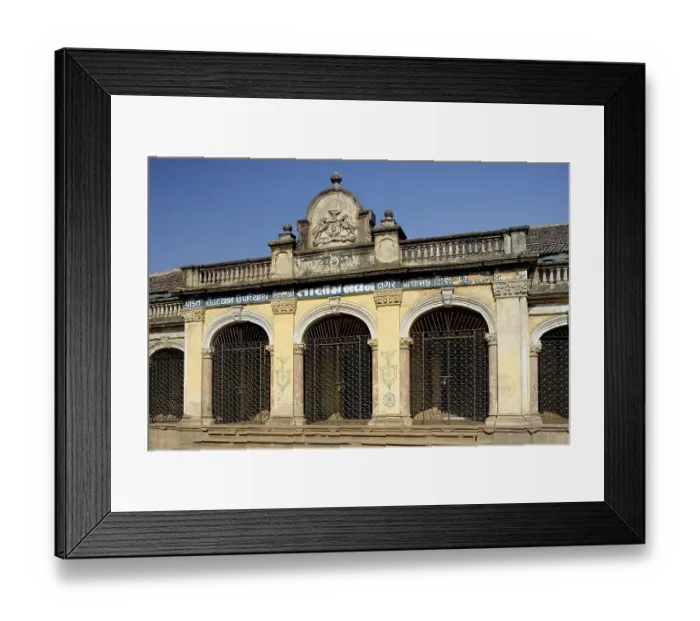 Framed Print : Building of high school built in 1926, Bhavs ihji, dis trict Bhavnagar, Gujarat, India, As ia