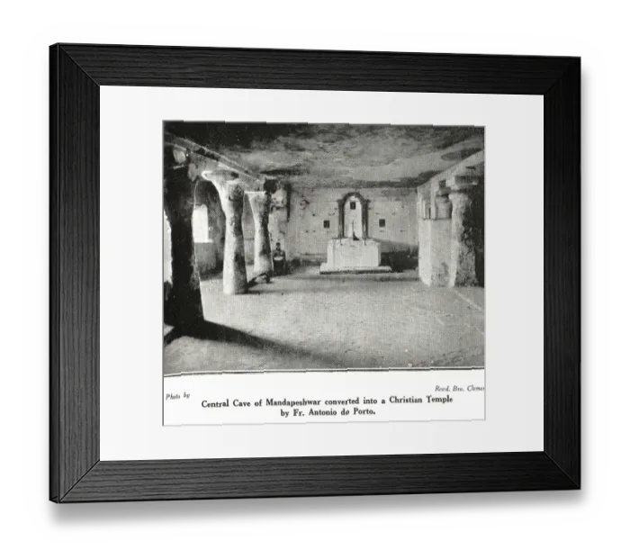 Framed Print : Catholic Community Central Cave of Mandapes hwar converted into Chris tian temple by Fr. Antonio do Porto, Maharas htra, India, As ia