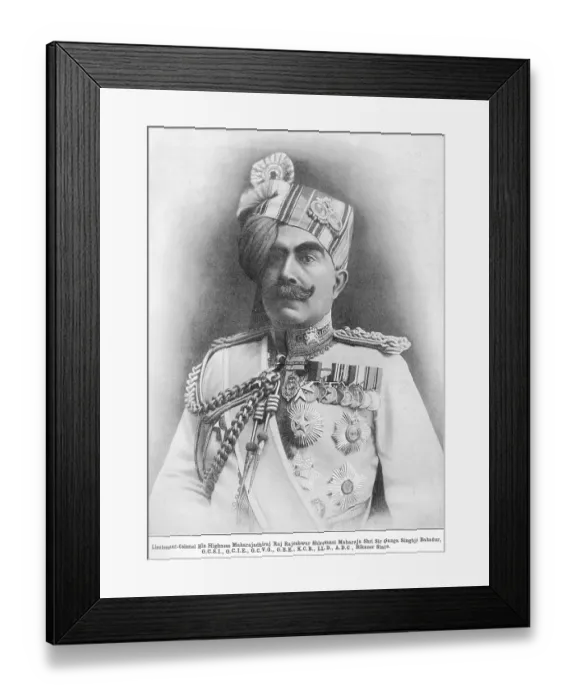 Framed Print : Princes Lieutenant Colonel his Highness Maharajadhiraj Raj Rajes hwar shiromani Maharaja shri sir Ganga singhji Bahadur, Bikaner