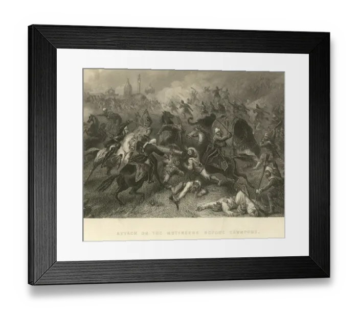 Framed Print : Military and munity mutiny views Attack of the Mutineers before Cawnpore, Kanpur, Uttar Prades h, India, As ia