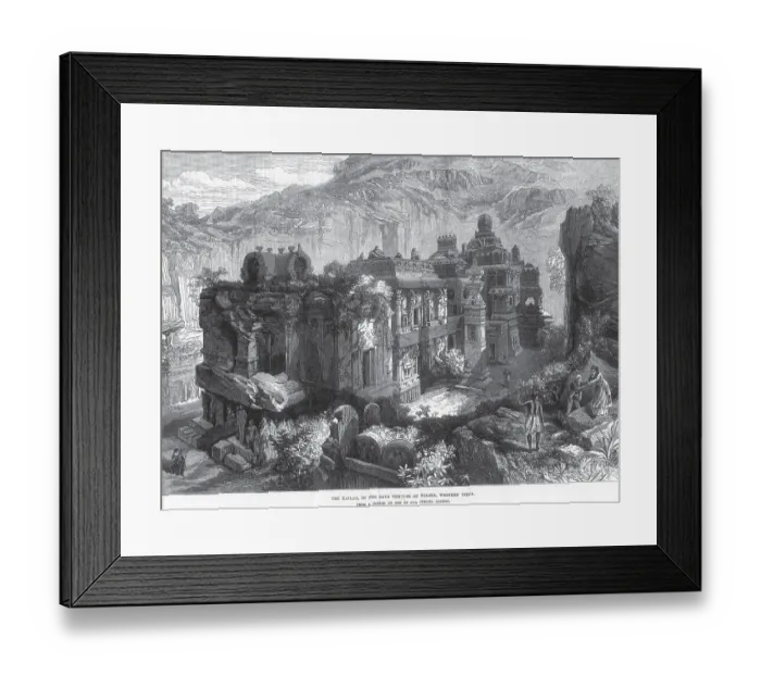 Framed Print : Temples Kailas in cave temples of Ellora Wes tern India, Aurangabad, Maharas htra, India, As ia