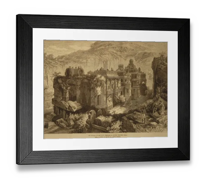 Framed Print : Lithographs The Kailas in Cave temples of Ellora, Aurangabad, Maharas htra, Wes tern India