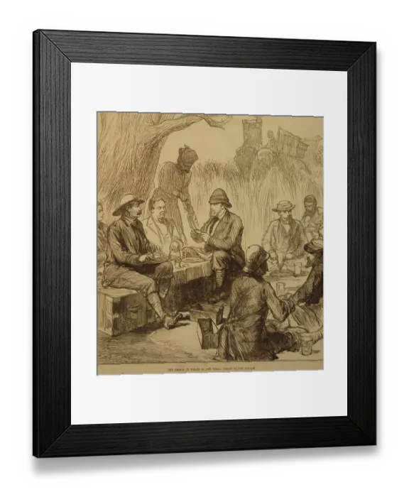 Framed Print : Lithographs The Prince of Wales in Terai Tiffin in the Jungle Framed Print : Lithographs The Prince of Wales in Terai Tiffin in the Jungle
