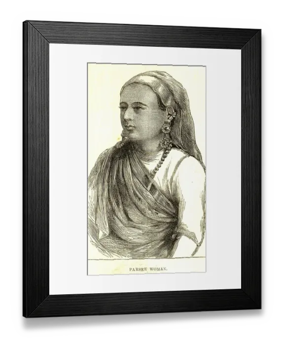 Framed Print : Lithographic portraits Pars ee woman I L News 13 November 1875, India, As ia