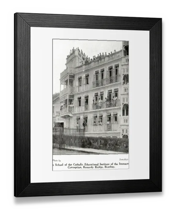 Framed Print : High school of Catholic Educational Ins titute of Immaculate Conception, Kennedy Bridge, Bombay Mumbai, Maharas htra, India, As ia