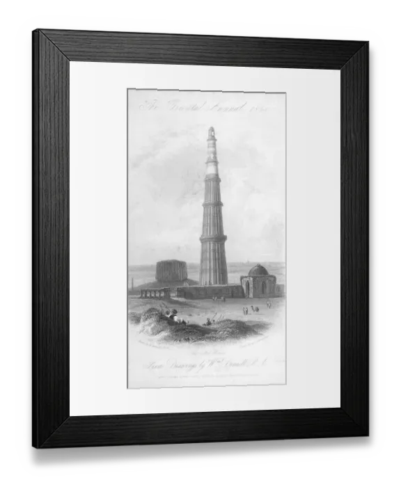 Framed Print : Cuttub Minar or Qtab Minar, Delhi, India, Asia