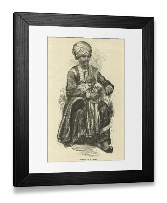 Framed Print : Lithographic portraits Native of Madras, Chennai, Tamil nadu, India, Asia