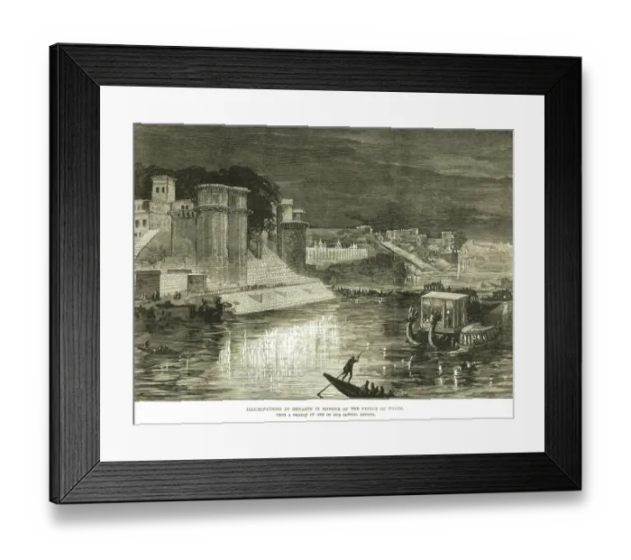 Framed Print : Illuminations at Benares, Varanasi in honour of the Prince of Wales, Uttar Pradesh, India, Asia