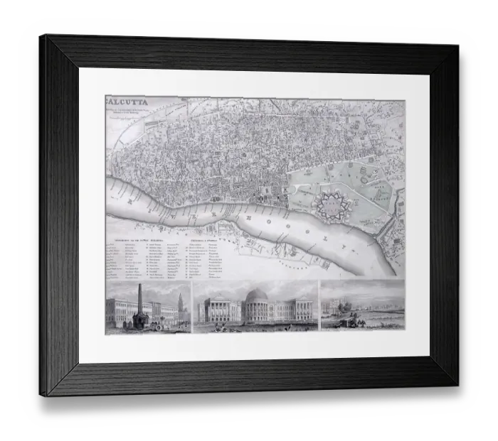 Framed Print : India map, map of Calcutta Kolkata showing public buildings and churches etc, India, Asia Framed Print : India map, map of Calcutta Kolkata showing public buildings and churches etc, India, Asia