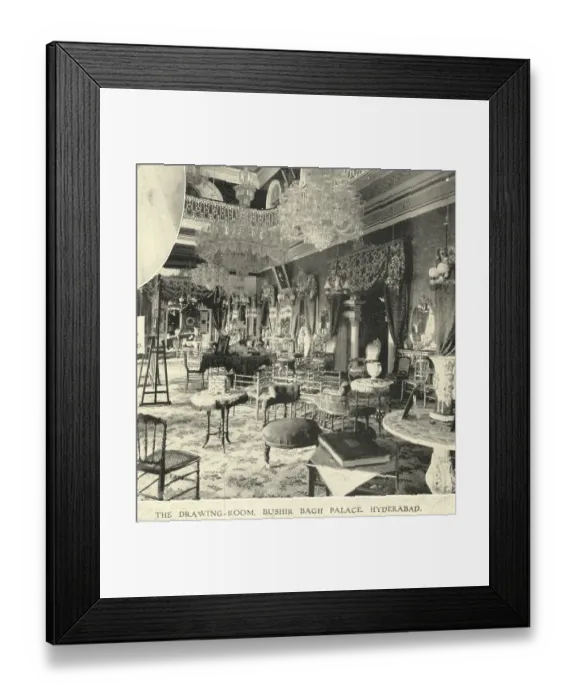 Framed Print : The drawing room, Bushir Bagh palace, 10th February 1906, Hyderabad, Andhra Pradesh, India, Asia