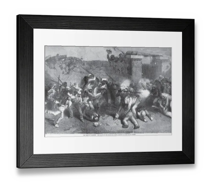 Framed Print : Military and mutiny, the siege of Lucknow the head of the relieving force arriving at the balley guard, Uttar Pradesh, India, Asia