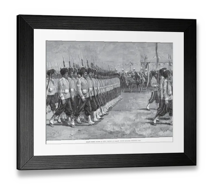 Framed Print : Military and mutiny, prince Albert victor in India, review at Poona Pune, native infantry marching past, Maharashtra, India, Asia