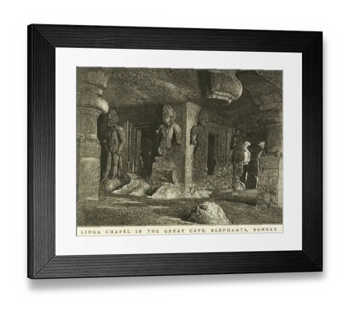 Framed Print : Linga chapel in the great cave, Elephanta Gharapuri cave, Bombay now Mumbai, Maharashtra, India, Asia