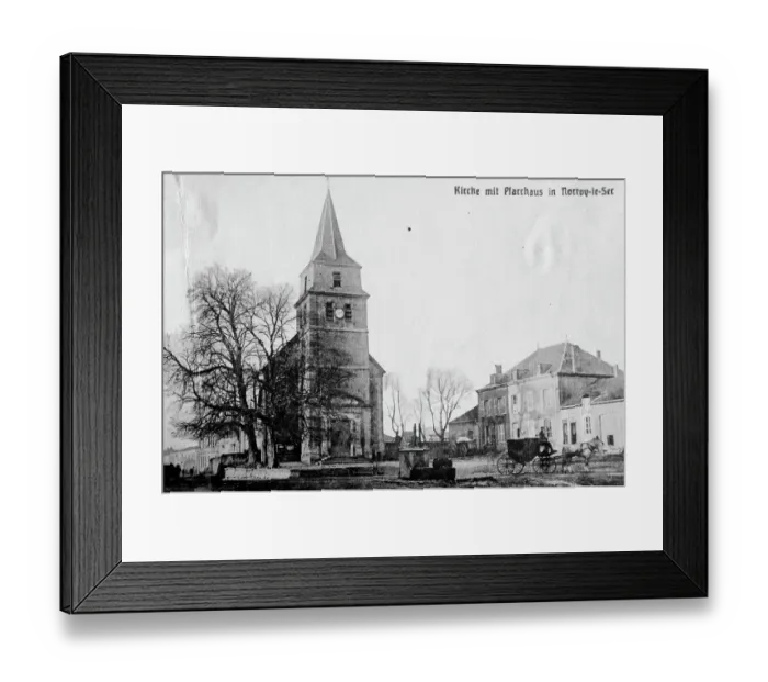 Framed Print : Historic postcard, field post, view of the town of Norroy le sec, base quarter of the Prussian army, around 1915, Norroy le sec, Lothringen, Lorraine, Departement de Meurthe-Moselle, France, Europe