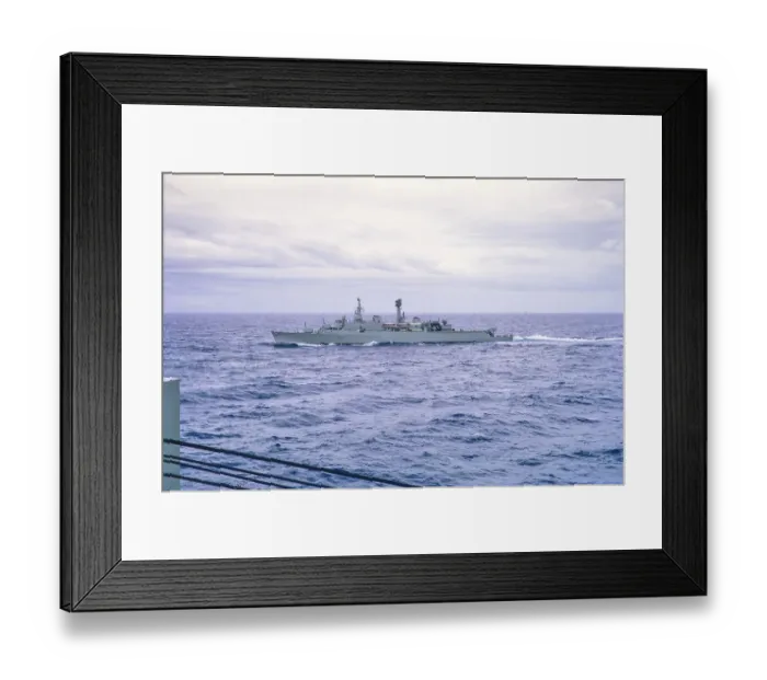 Framed Print : HMS Glamorgan, County-class destroyer naval ship, Atlantic Ocean, Royal Navy, slide dated February 1972
