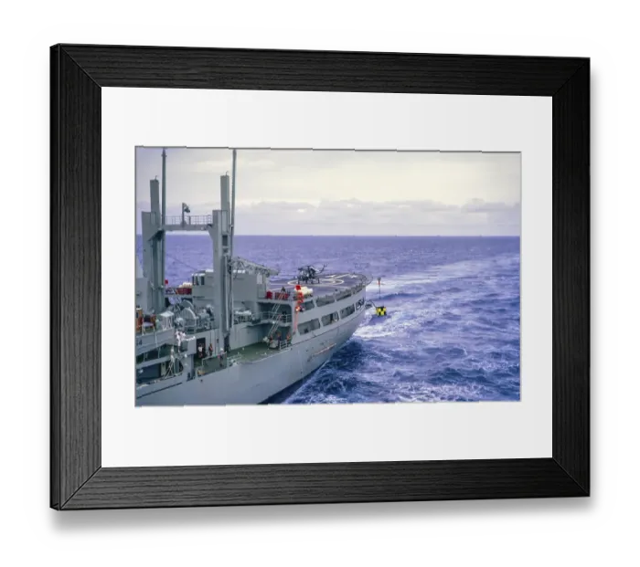 Framed Print : Helicopter on deck, aft end RFA Lyness ship in Atlantic Ocean, Royal Navy, slide dated April 1972