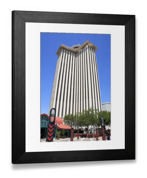 Framed Print : World trade center WTC new Orleans is a non-profit organization started in 1943, Canal street, New Orleans, Louisiana, U.S.A. United States of America